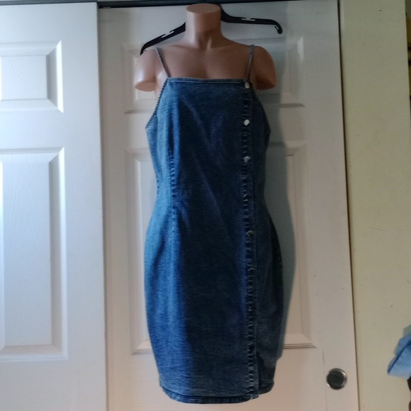 TRAC Blue Stretch Denim Bodycon Dress | Adjustable Straps | Size 2XL - Picture 3 of 10